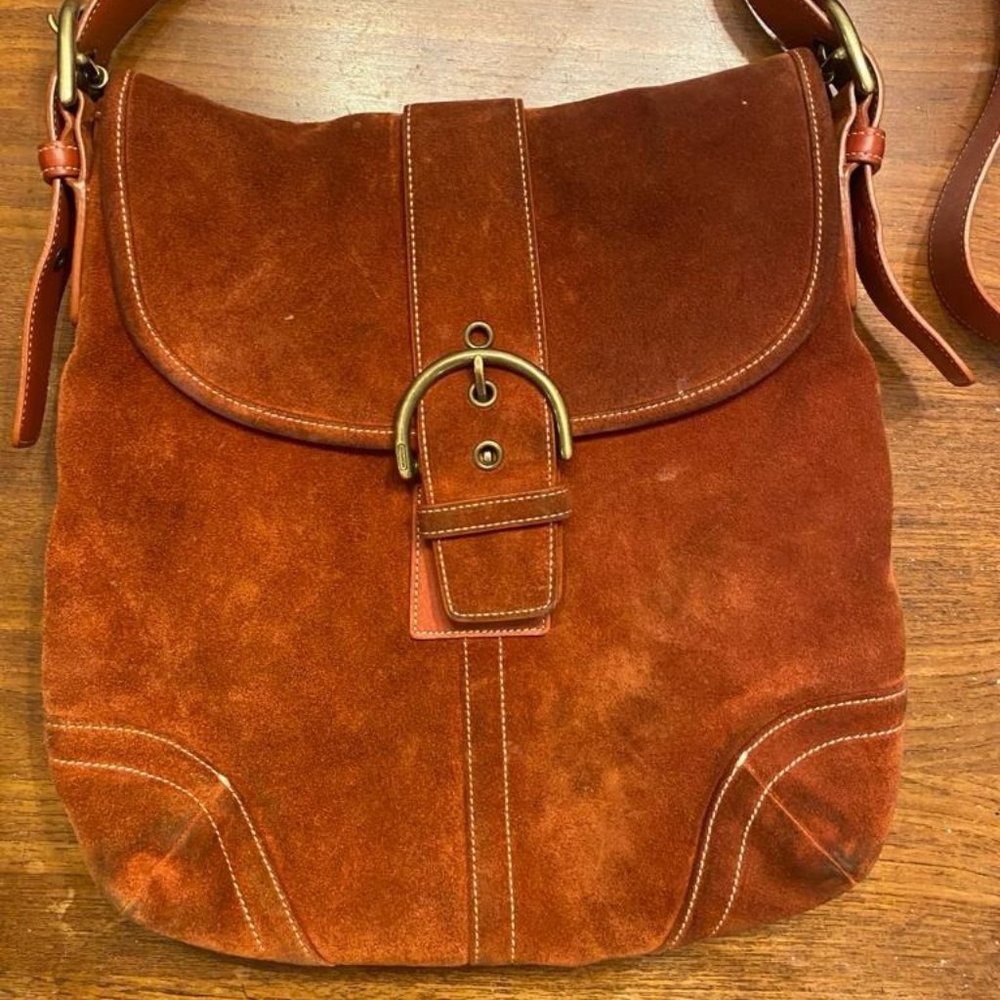Gorgeous Vintage Coach Sueded Leather Shoulder/Crossbody Bag